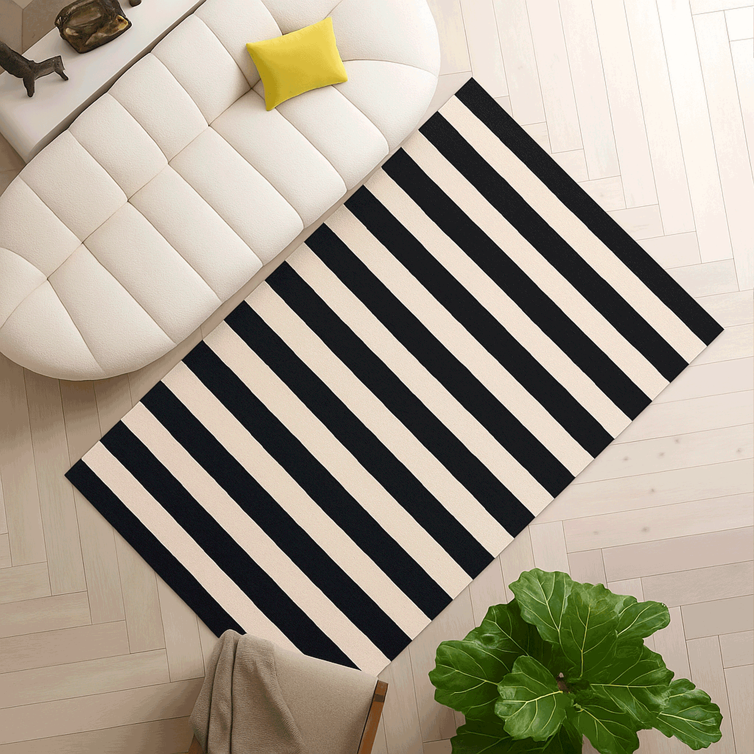 Alfombra BAZHARS Kelim Pau Gall 14 BW 140x200 cm Negro-4