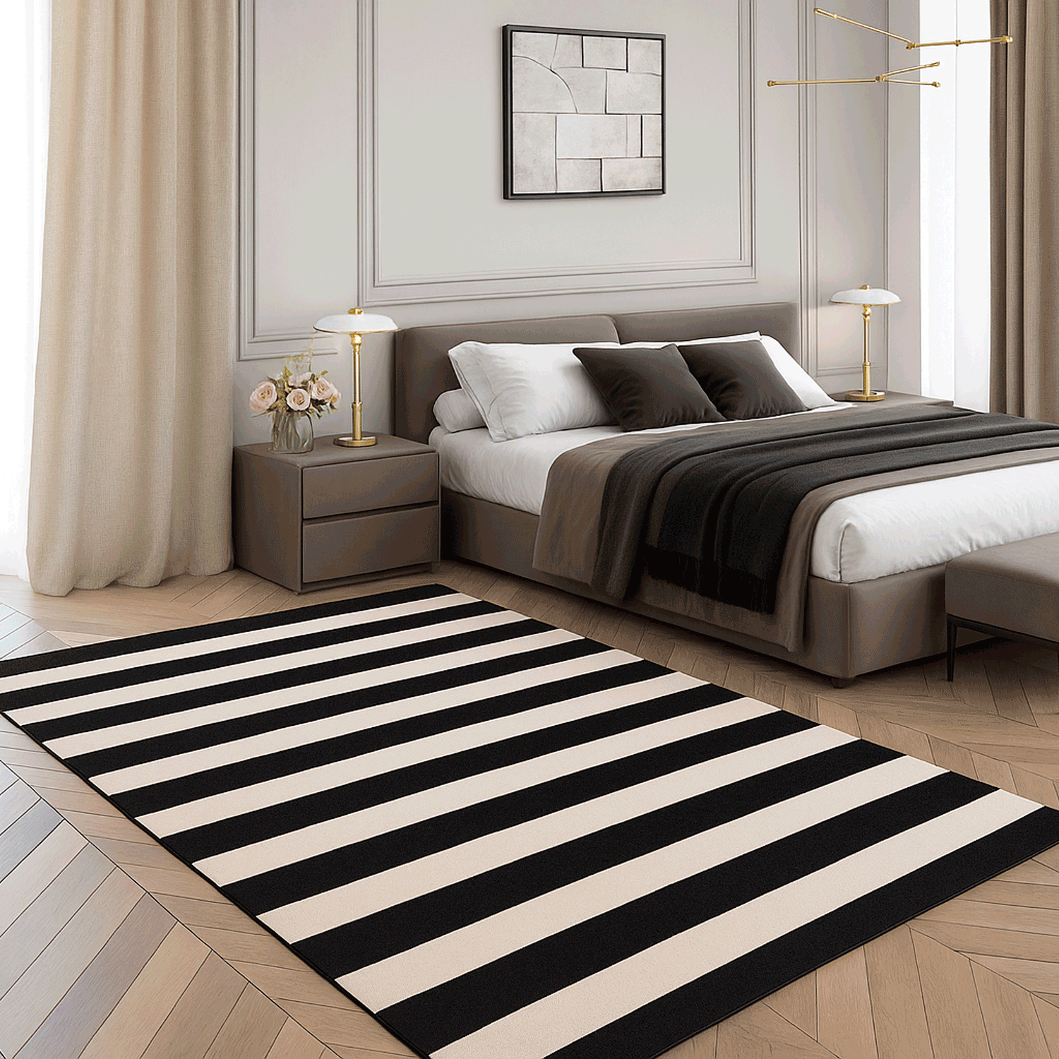 Alfombra BAZHARS Kelim Pau Gall 14 BW 140x200 cm Negro-8