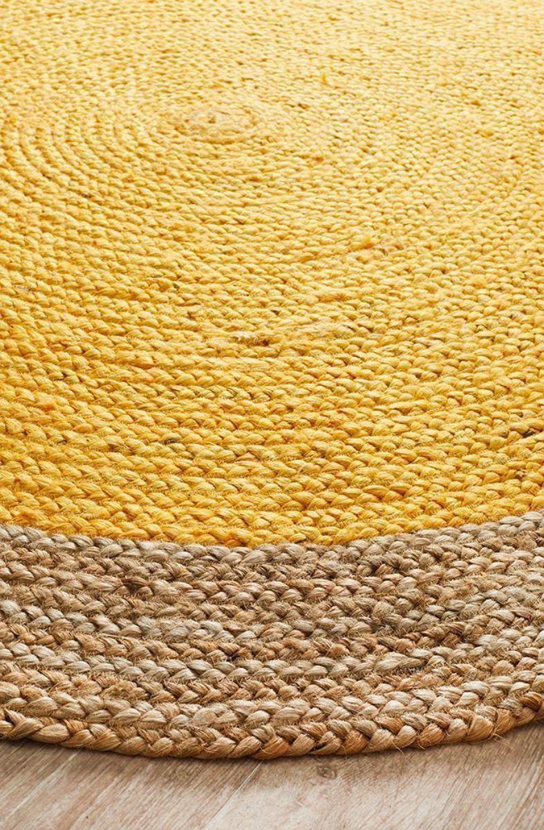Alfombra  Yute Rise Bk Rnd Yellow 200X200-1