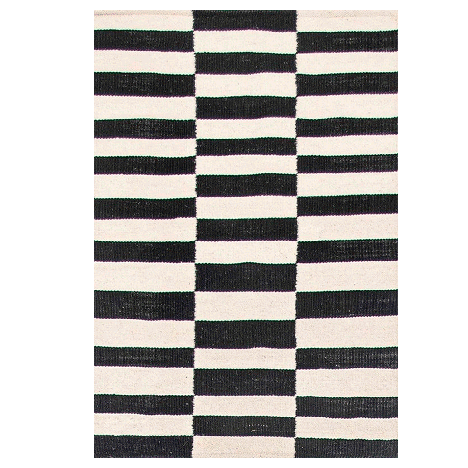 Alfombra pasillo BAZHARS  Kelim Galle Op Art BN 70x300 cm Negro-4