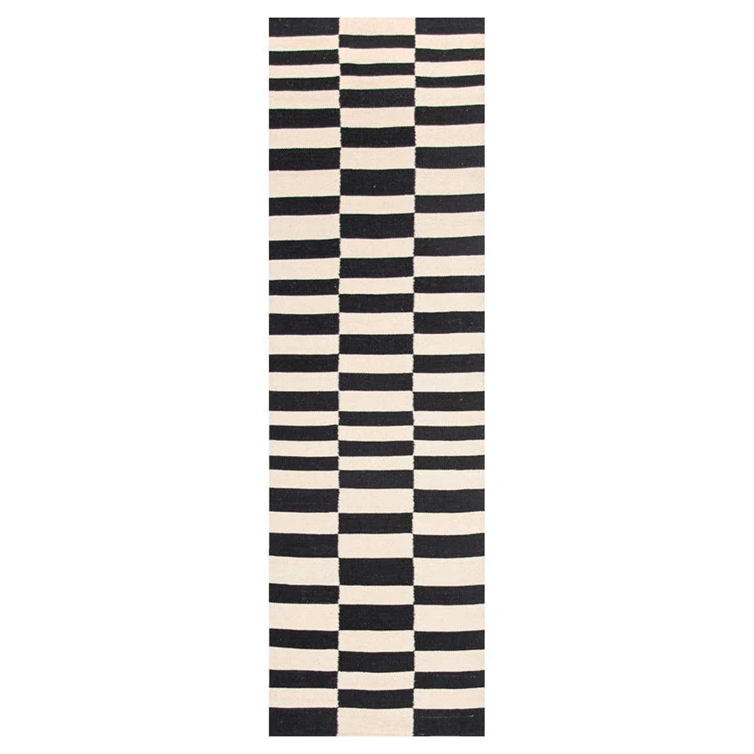 Alfombra pasillo BAZHARS  Kelim Galle Op Art BN 70x300 cm Negro-9