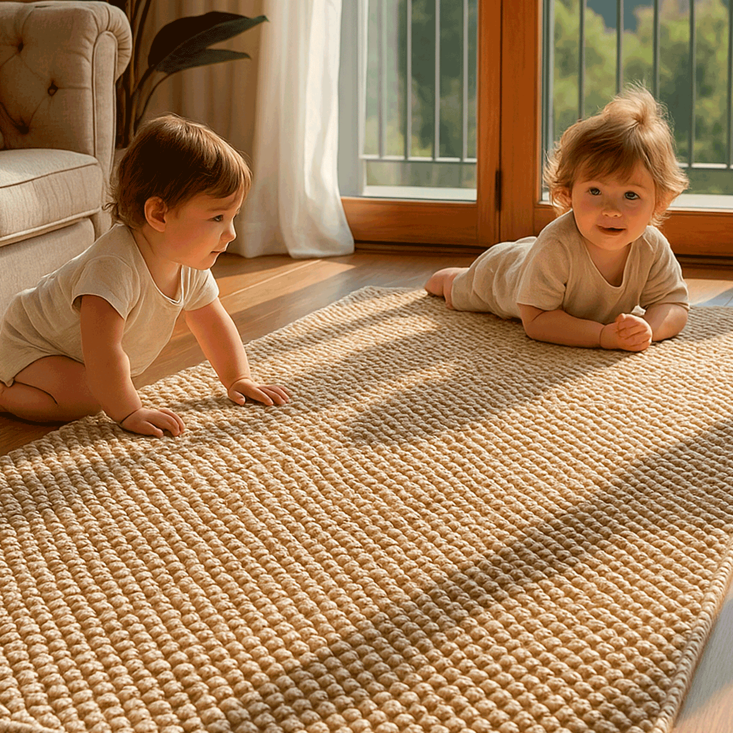 Alfombra 190X290 cm 100% PET Reciclado AM Carvin Linen Beige Bazhars-3
