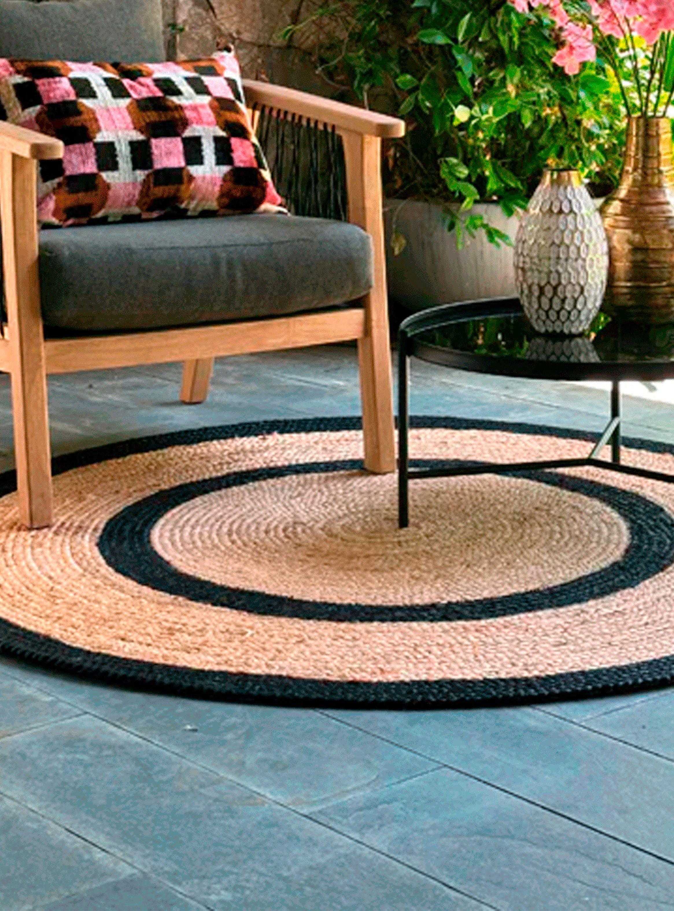 Alfombra Redonda Yute 100cm Nav BK 735 Rnd Bazhars-3