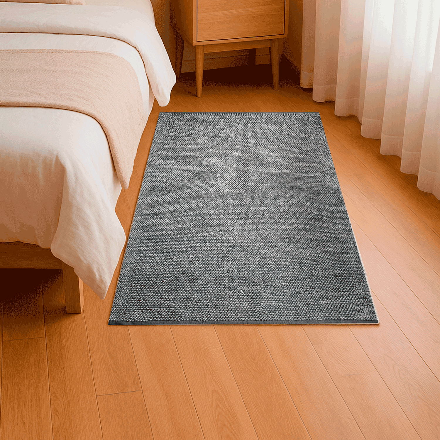 Bajada Cama BAZHARS PET Reciclado Carvin Grey 80x120 cm Azul-1