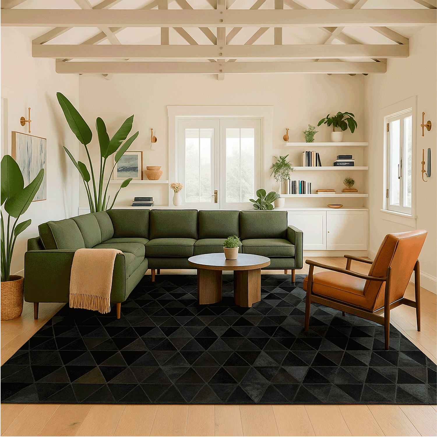 Alfombra BAZHARS  Patchwork Cuero Ansa F7  140x200 cm Negro-7