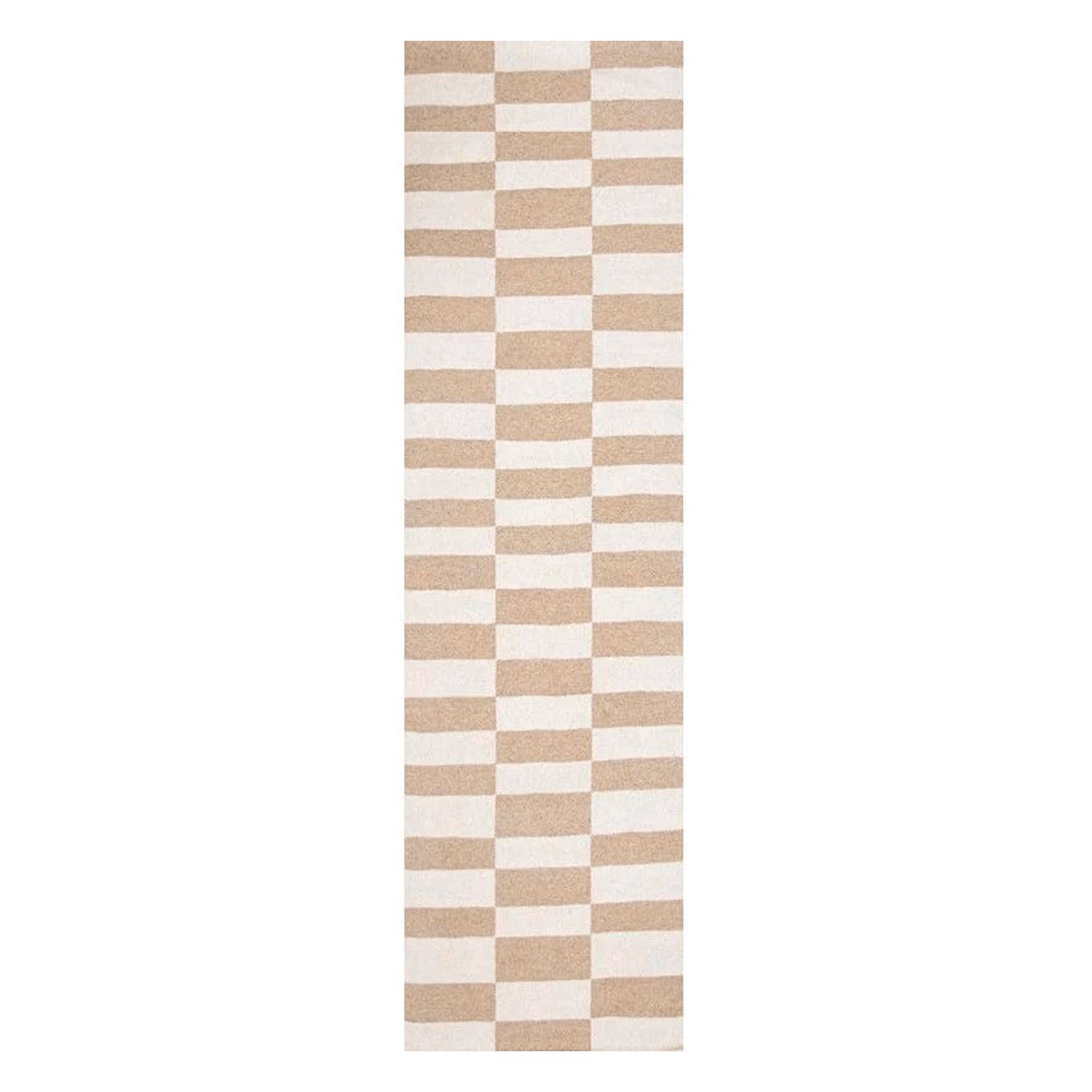 Alfombra pasillo BAZHARS Kelim Galle Op Art Bn 60x220 cm Blanco-3