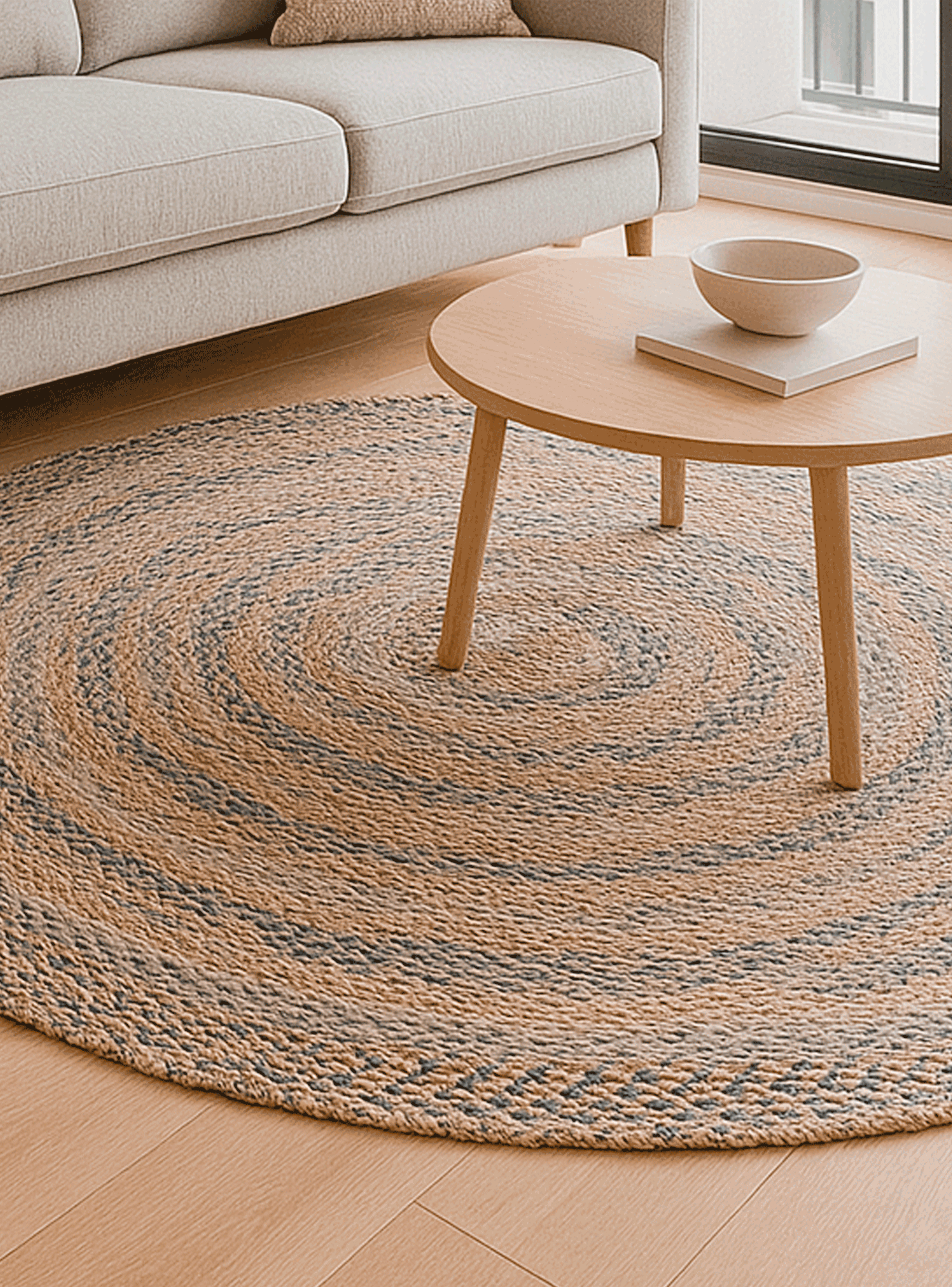 Alfombra Redonda Yute 150 cm Nir Rise Natural Multicolor Bazhars-1