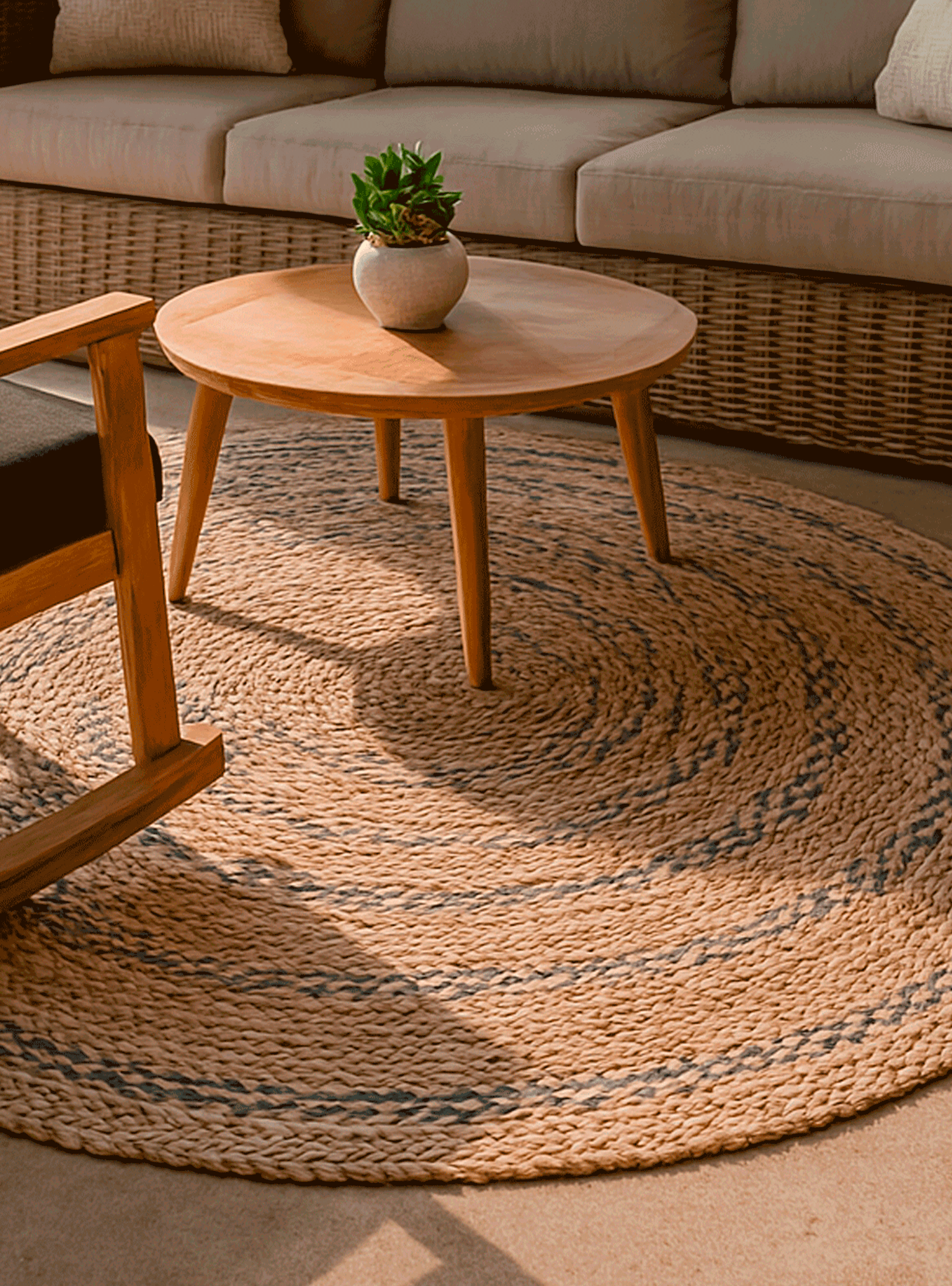Alfombra Redonda Yute 150 cm Nir Rise Natural Multicolor Bazhars-3