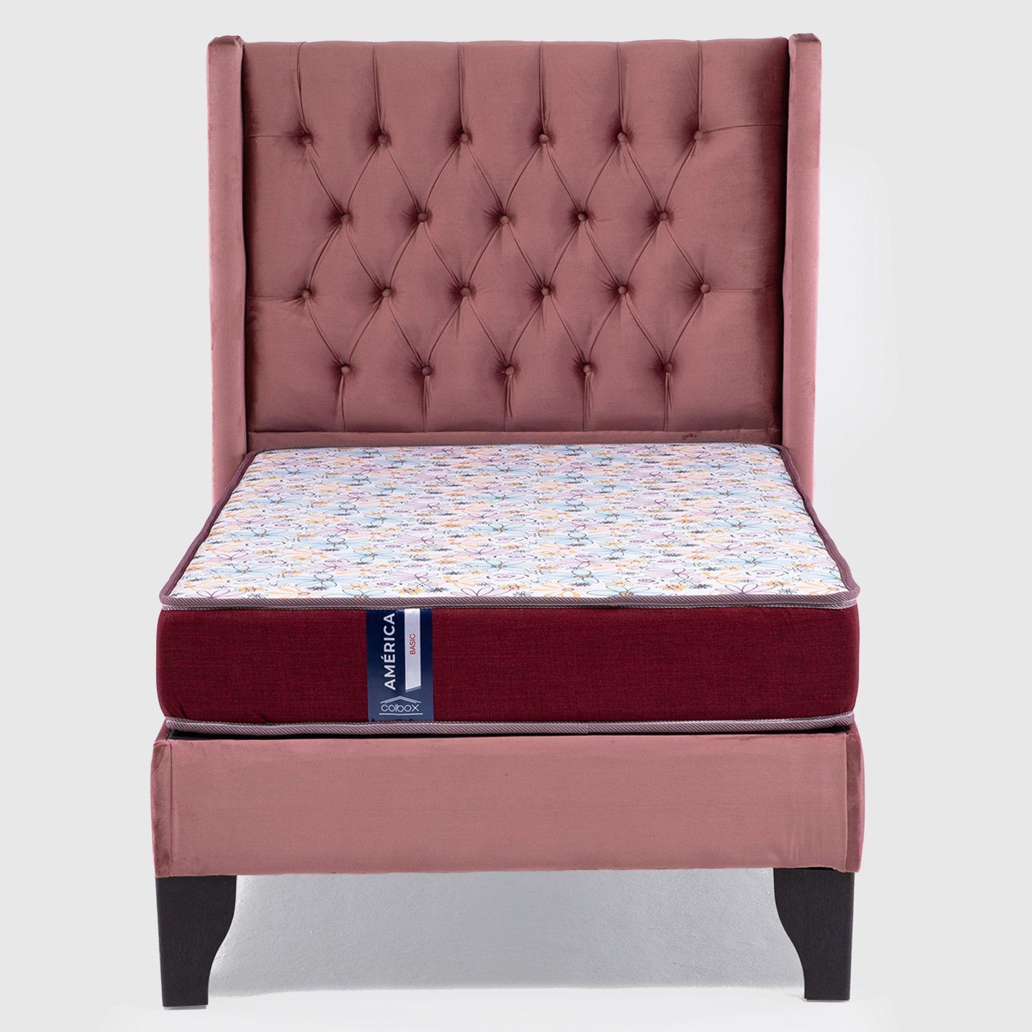 Cama Europea AF Tap-Blanca + Respaldo Hades 1 PLazas Rosa-2