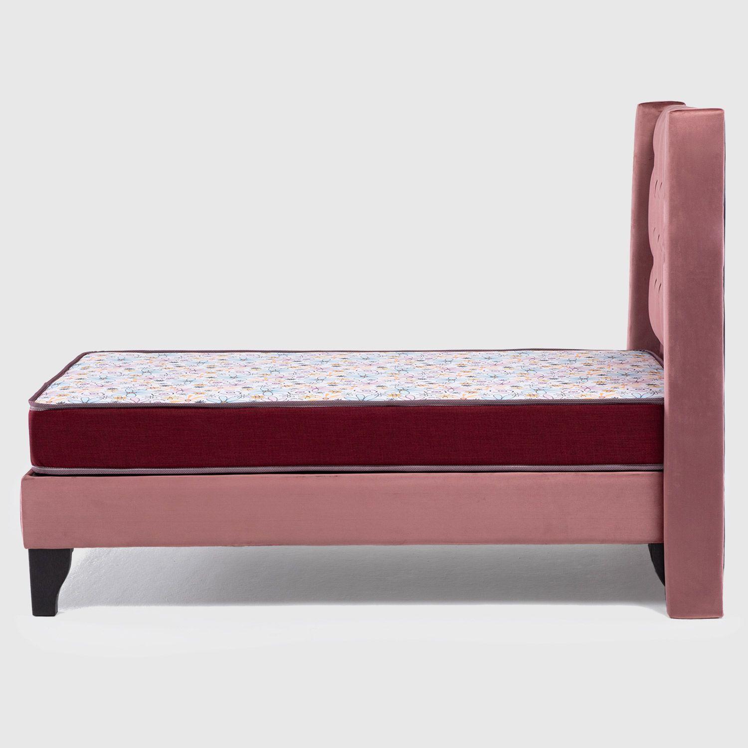 Cama Europea AF Tap-Blanca + Respaldo Hades 1 PLazas Rosa-3