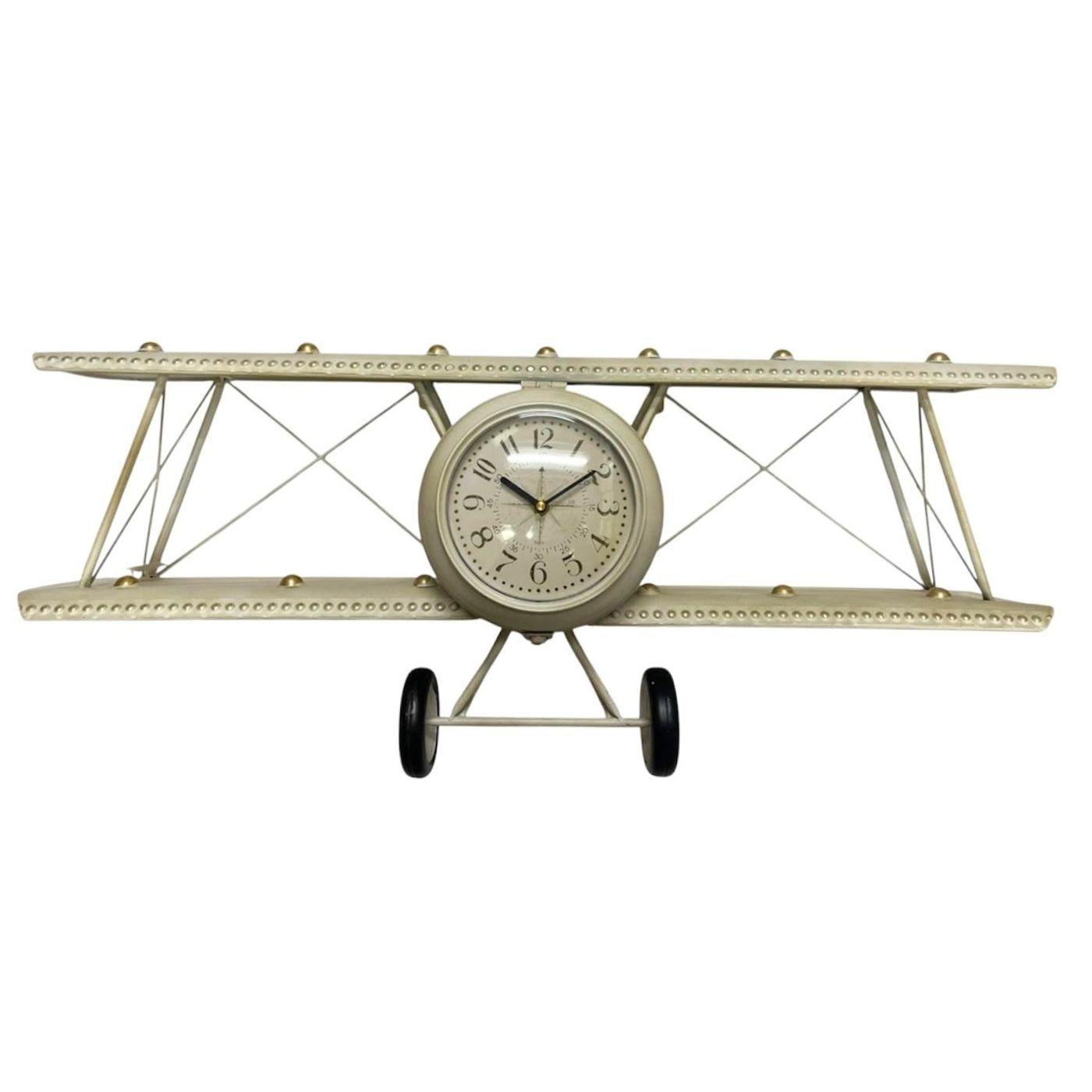 Reloj Mural De Pared Decorativo Avi n Biplano Vintage Con Repisa-2