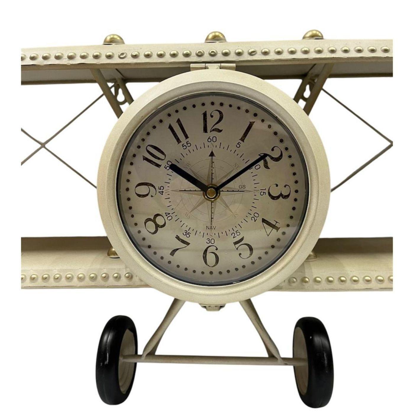 Reloj Mural De Pared Decorativo Avi n Biplano Vintage Con Repisa-6