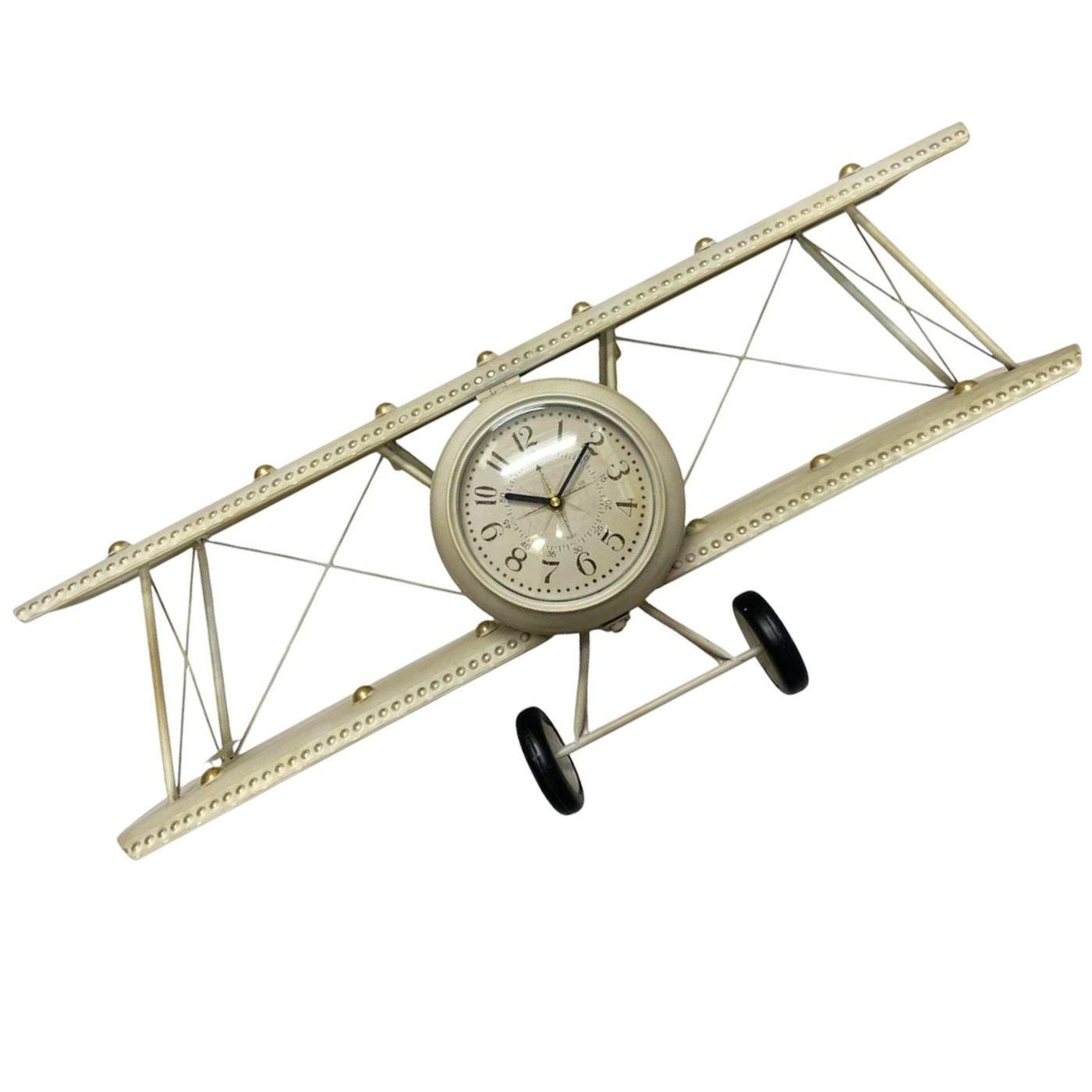 Reloj Mural De Pared Decorativo Avi n Biplano Vintage Con Repisa-8