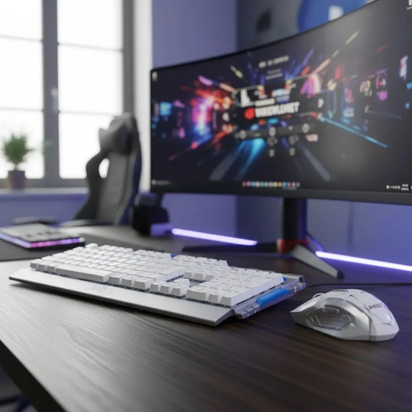 Set Teclado Mouse Gamer Inalambrico Hk50 Jedel Blanco-2