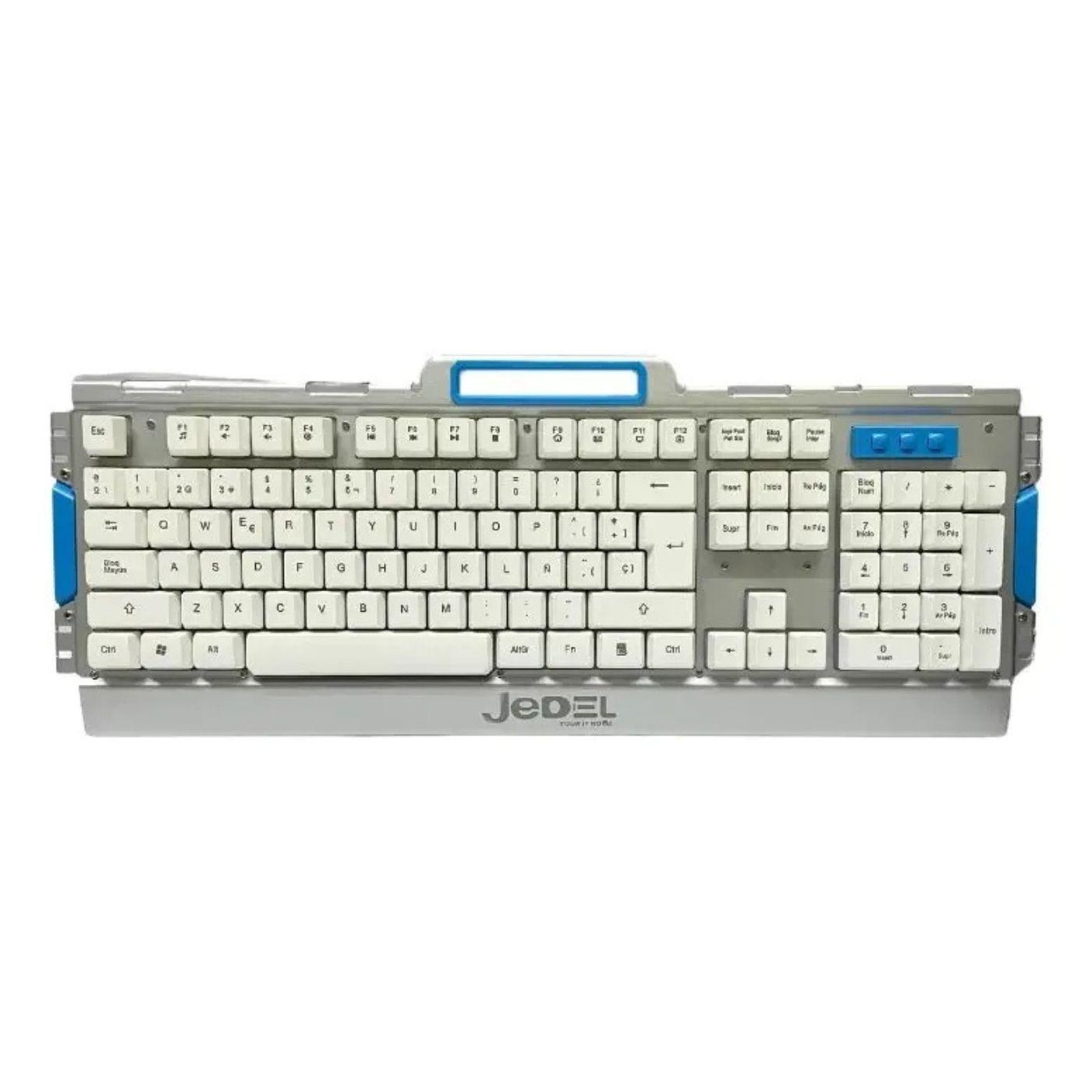 Set Teclado Mouse Gamer Inalambrico Hk50 Jedel Blanco-3