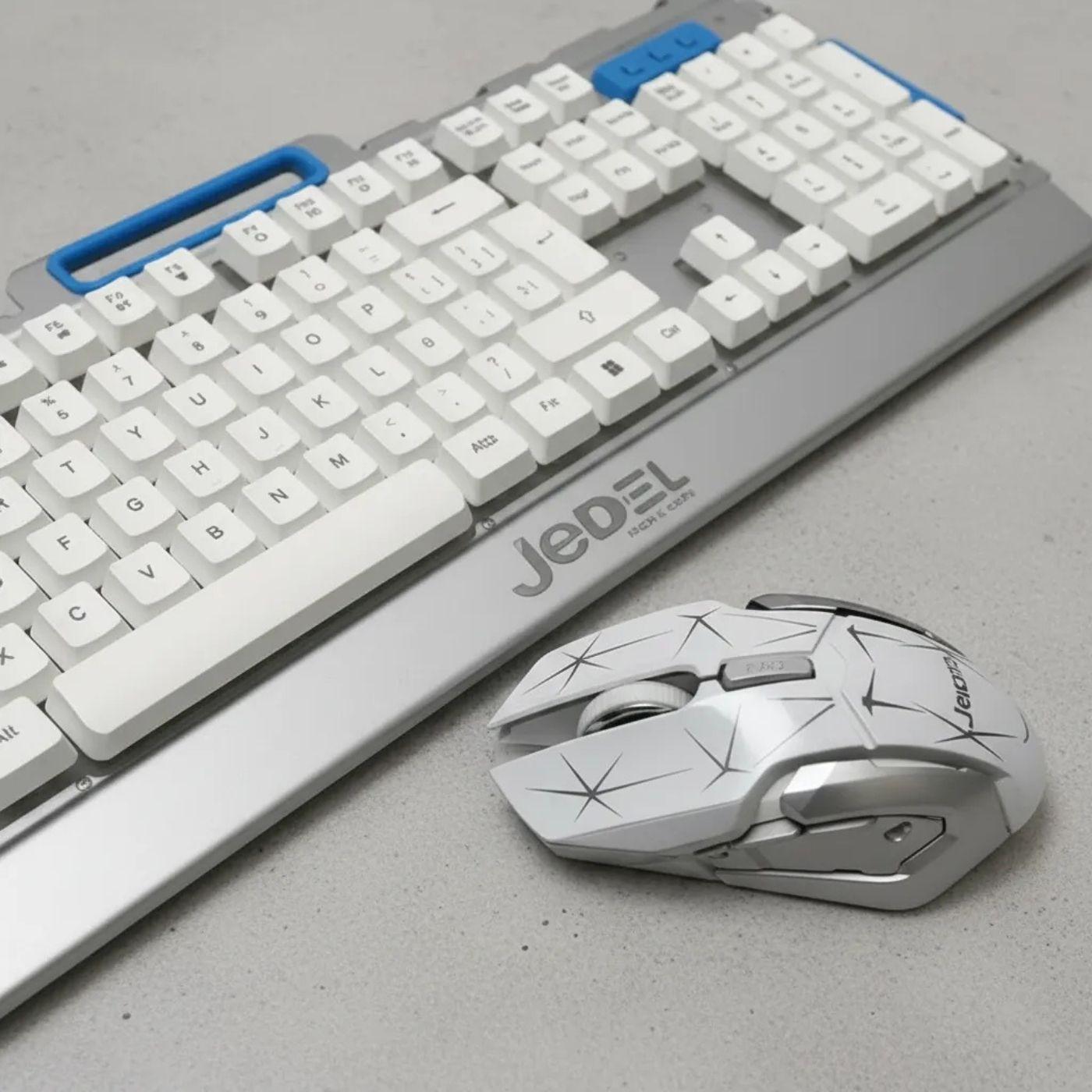 Set Teclado Mouse Gamer Inalambrico Hk50 Jedel Blanco-5