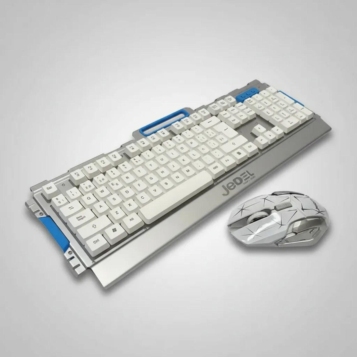 Set Teclado Mouse Gamer Inalambrico Hk50 Jedel Blanco-6