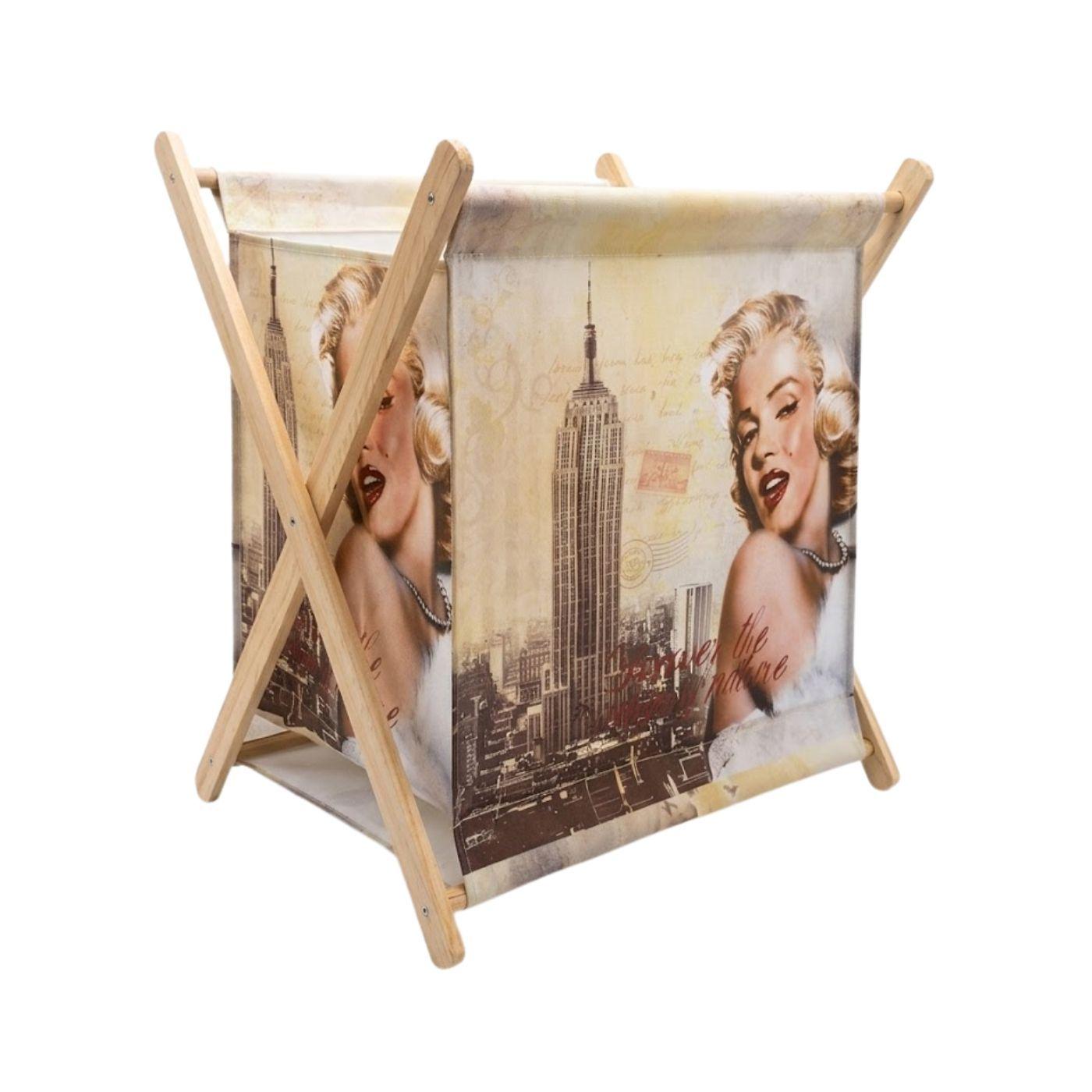 Canasto Para Ropa Revistero Madera Plegable Marilyn Monroe-3