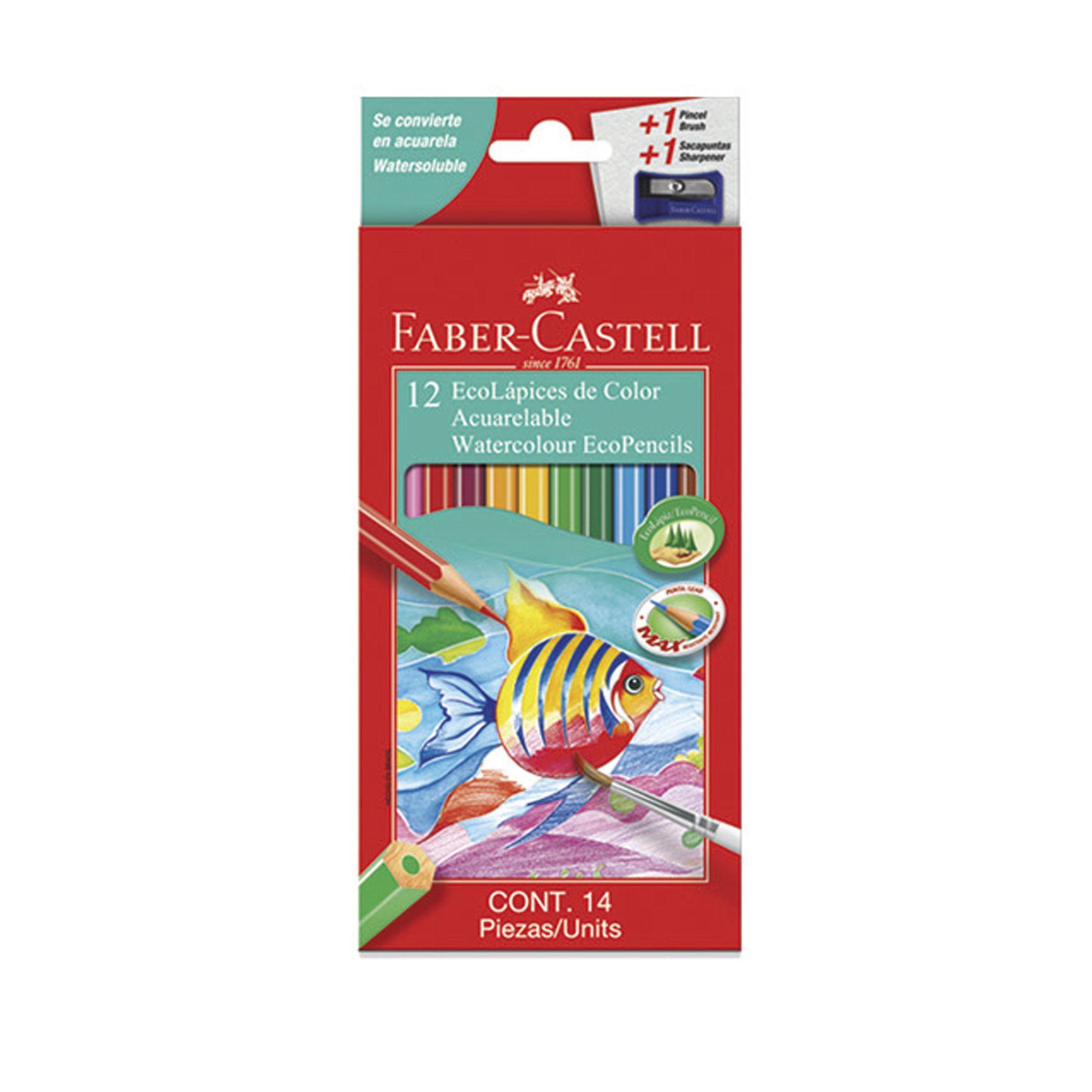 Lápices Acuarela Faber-Castell x12 + Sacapunta + Pincel-0