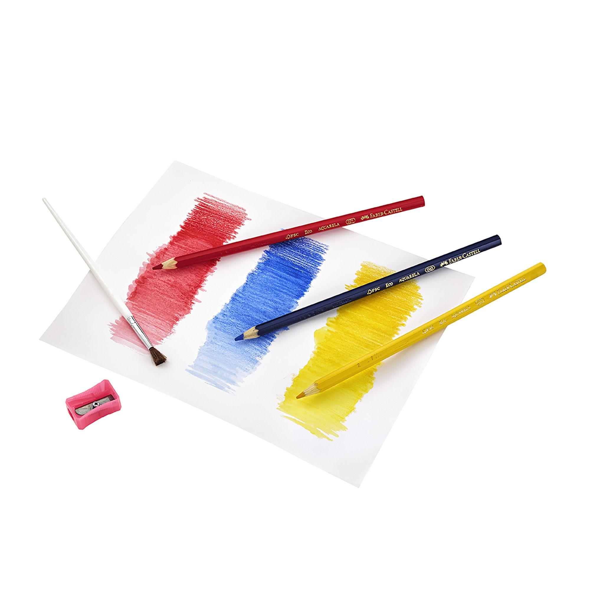 Lápices Acuarela Faber-Castell x12 + Sacapunta + Pincel-2