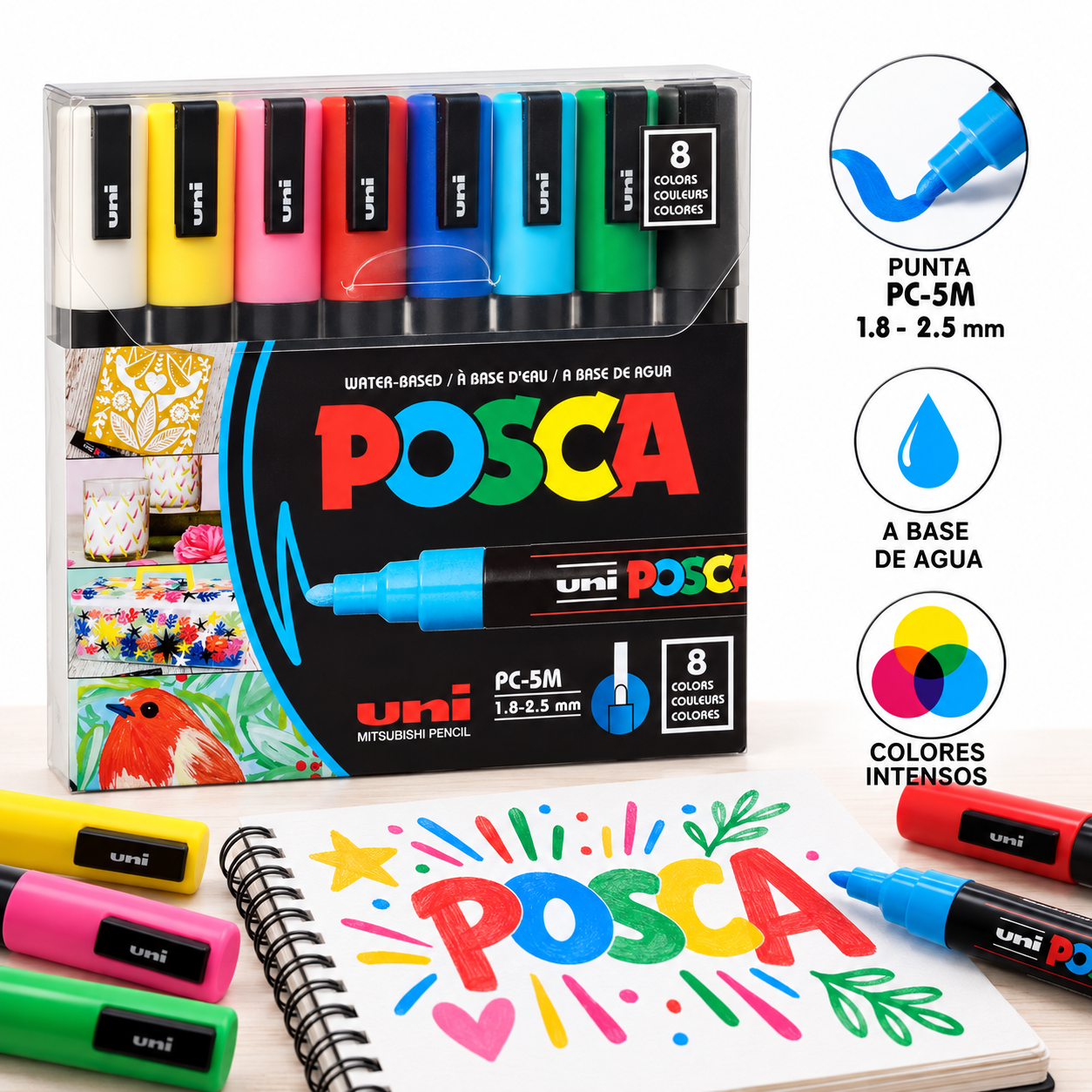 Set Marcadores POSCA 5M 8 Colores-2