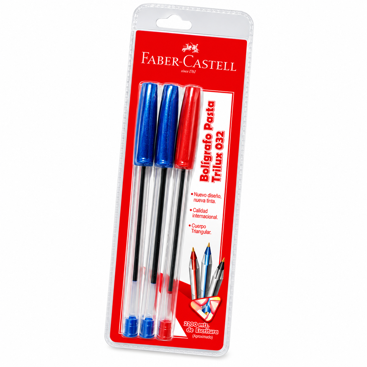 Bolígrafos Trilux  Faber-Castell Pack Azul y Rojo-0