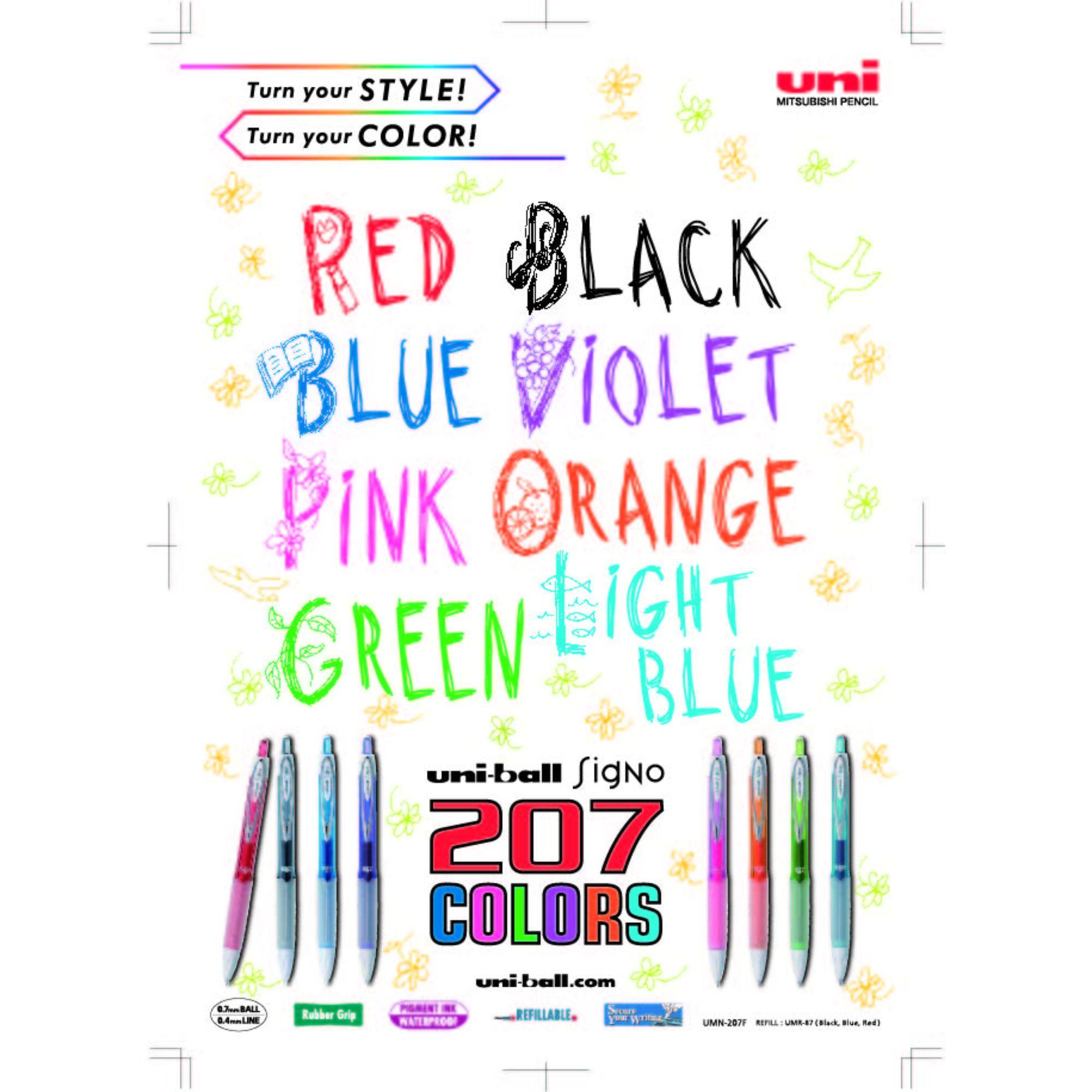 Lápices Gel Uniball Retráctiles Signo 207F x8 Colores-2