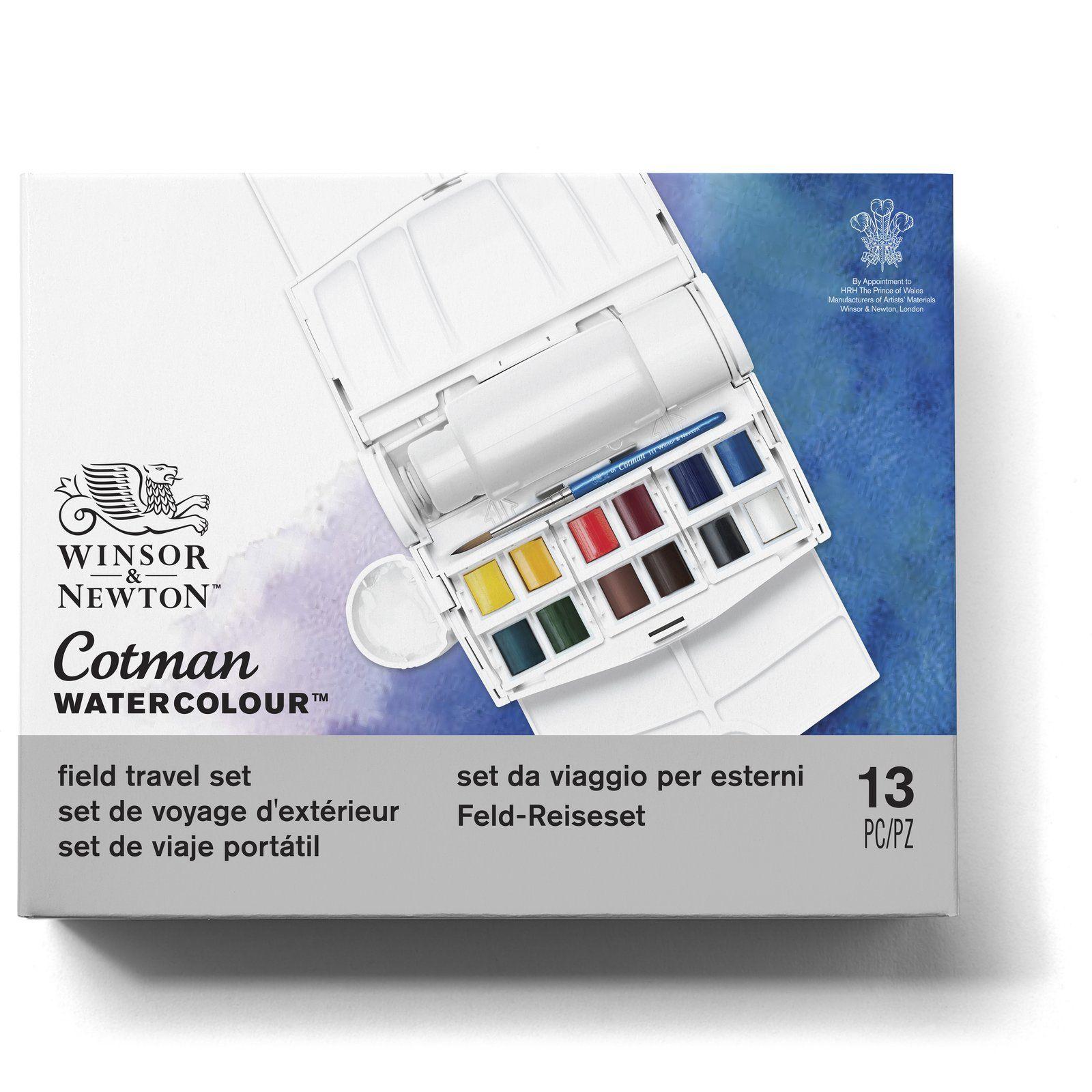 Acuarela Cotman winsor & Newton 12 Medio Godet Field + Pincel-0