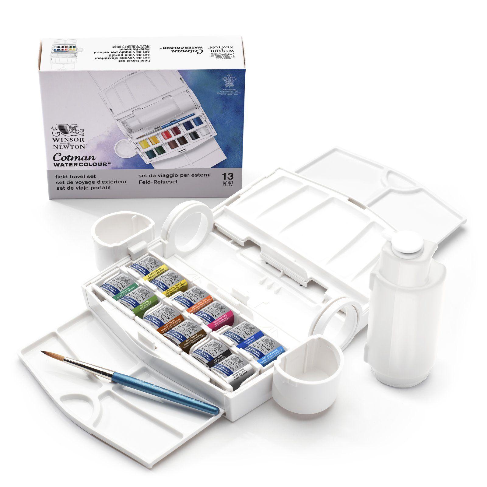 Acuarela Cotman winsor & Newton 12 Medio Godet Field + Pincel-2