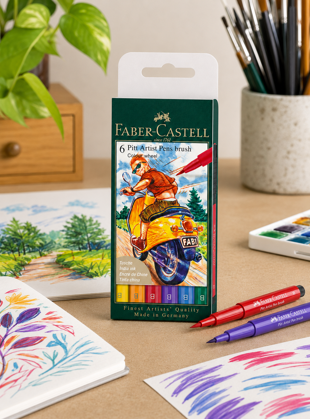 Rotuladores Pitt Artist Faber-Castell x6 uds. Wheel-1