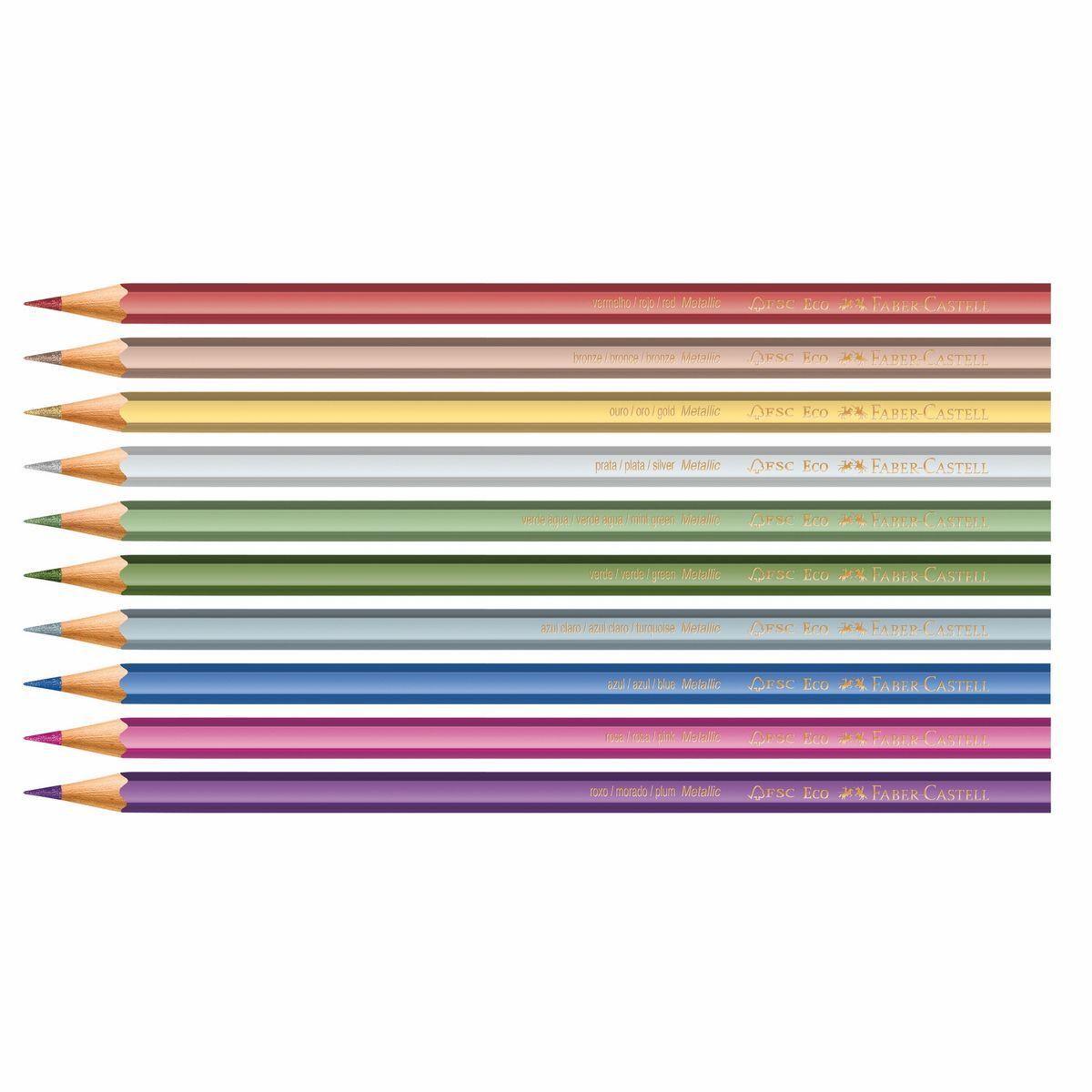Ecolápiz De Color Metalico Faber-Castell x10 Colores-1