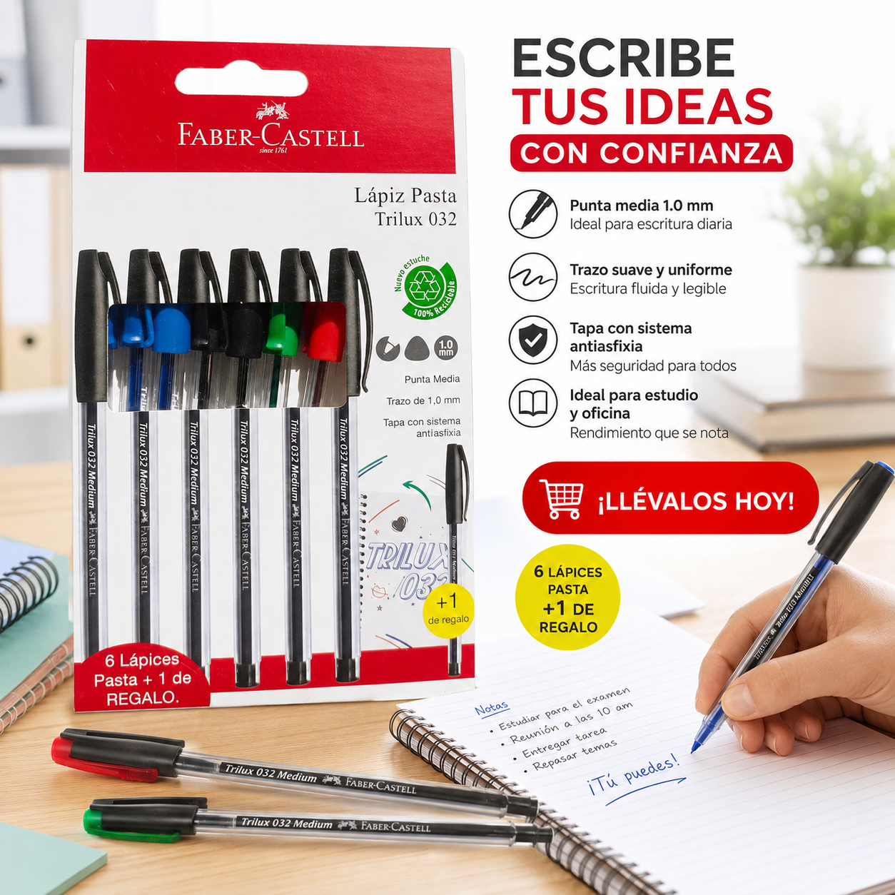 Bolígrafo Trilux Faber-Castell 032 M X6 + 1 BC-2