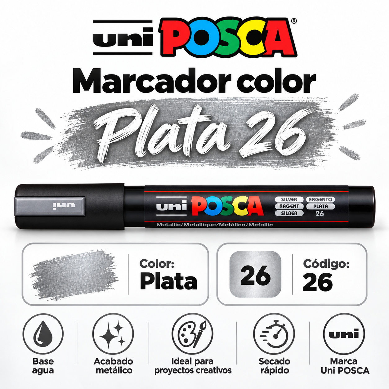 Marcadores POSCA 5M Plata-2