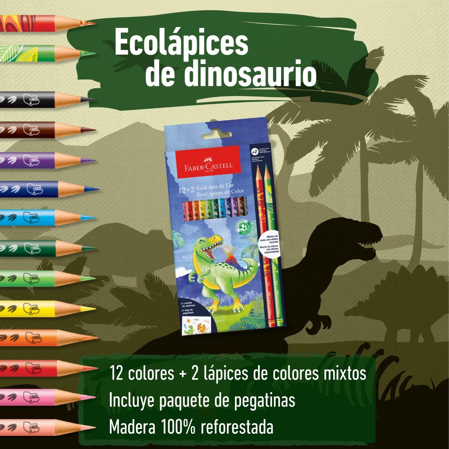 Ecolápices de Colores Dinosaurio Faber-Castell x12+2-3