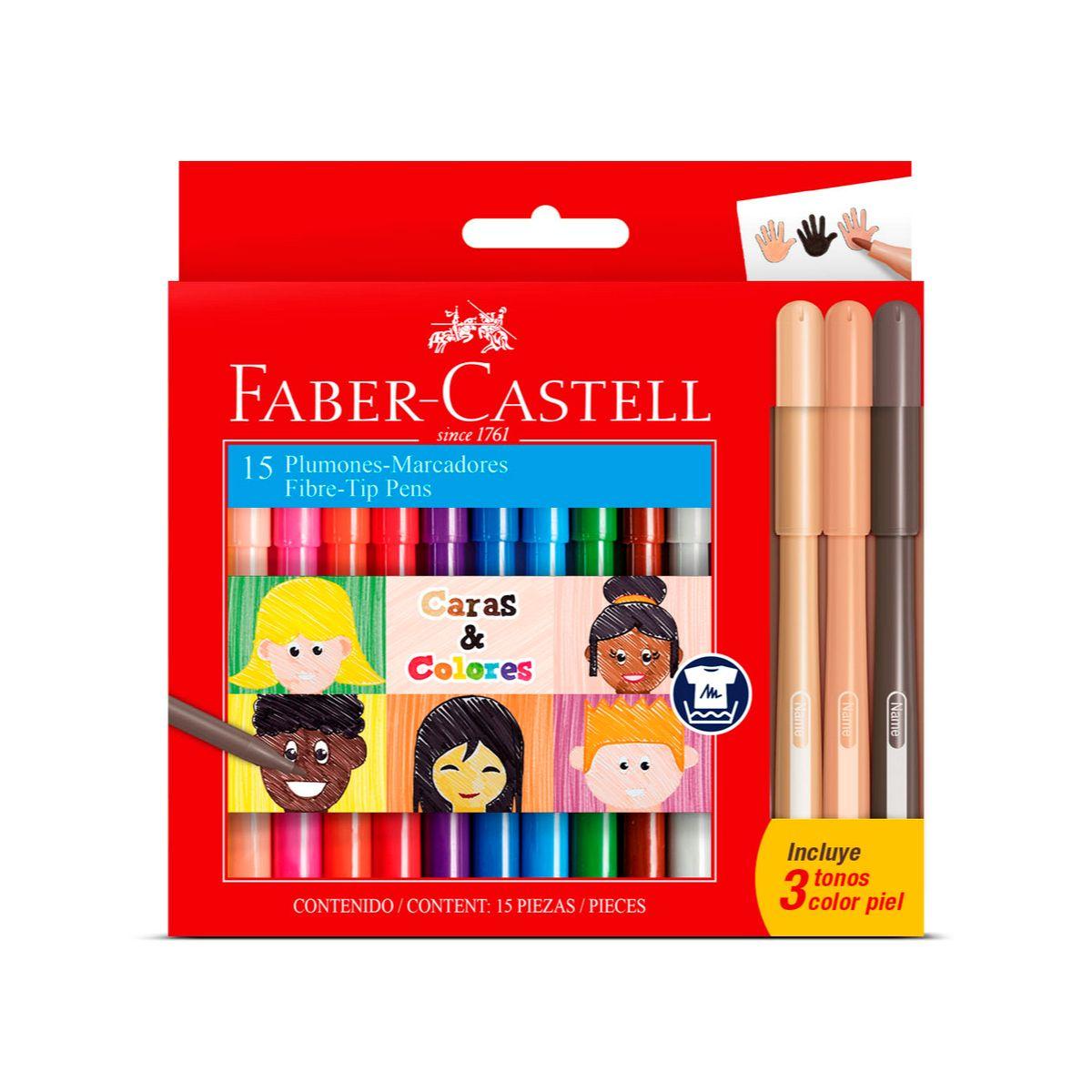 Marcador Fiesta Caras & Colores Faber-Castell x15 Colores-0