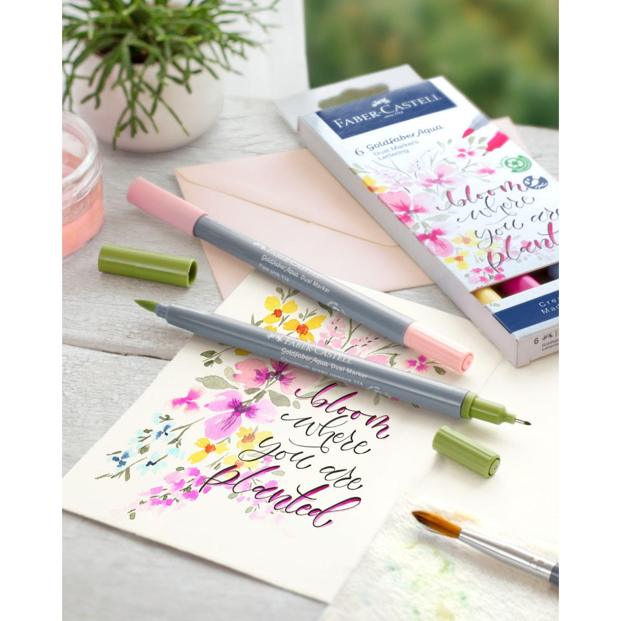 Marcador Dual GoldfaberAqua Faber-Castell x6 Color Lettering-2