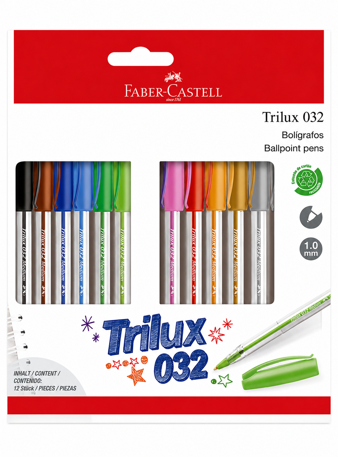 Lápiz Pasta Trilux 032 M Faber-Castell x12 Colores-0