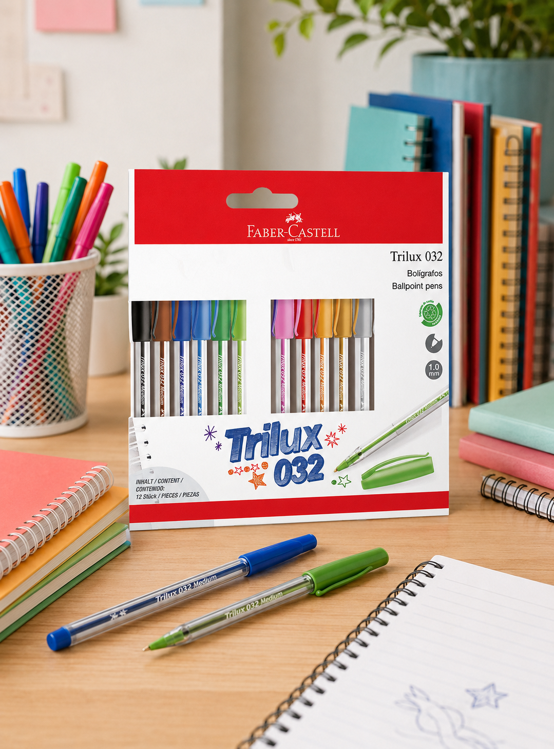 Lápiz Pasta Trilux 032 M Faber-Castell x12 Colores-1