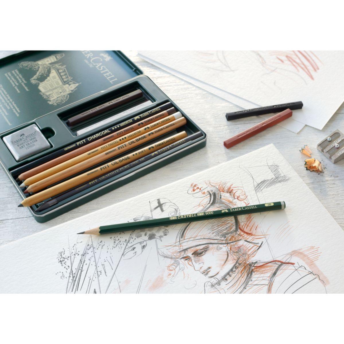 Juego Lápices Pitt Monochrome Est. Faber-Castell x12 und.-2
