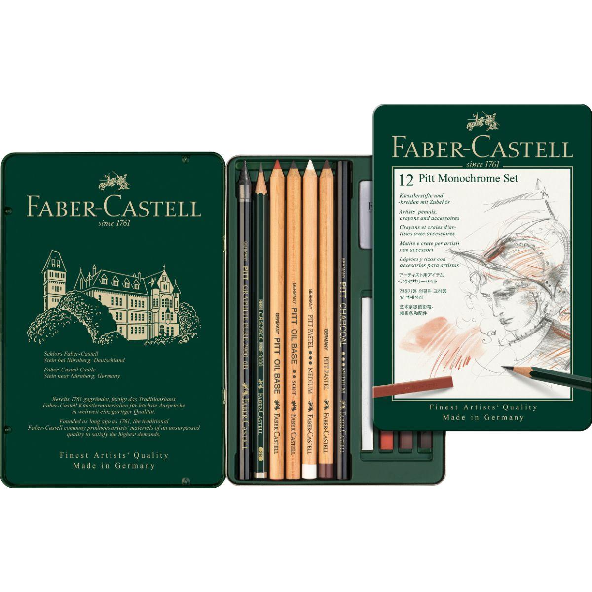 Juego Lápices Pitt Monochrome Est. Faber-Castell x12 und.-1