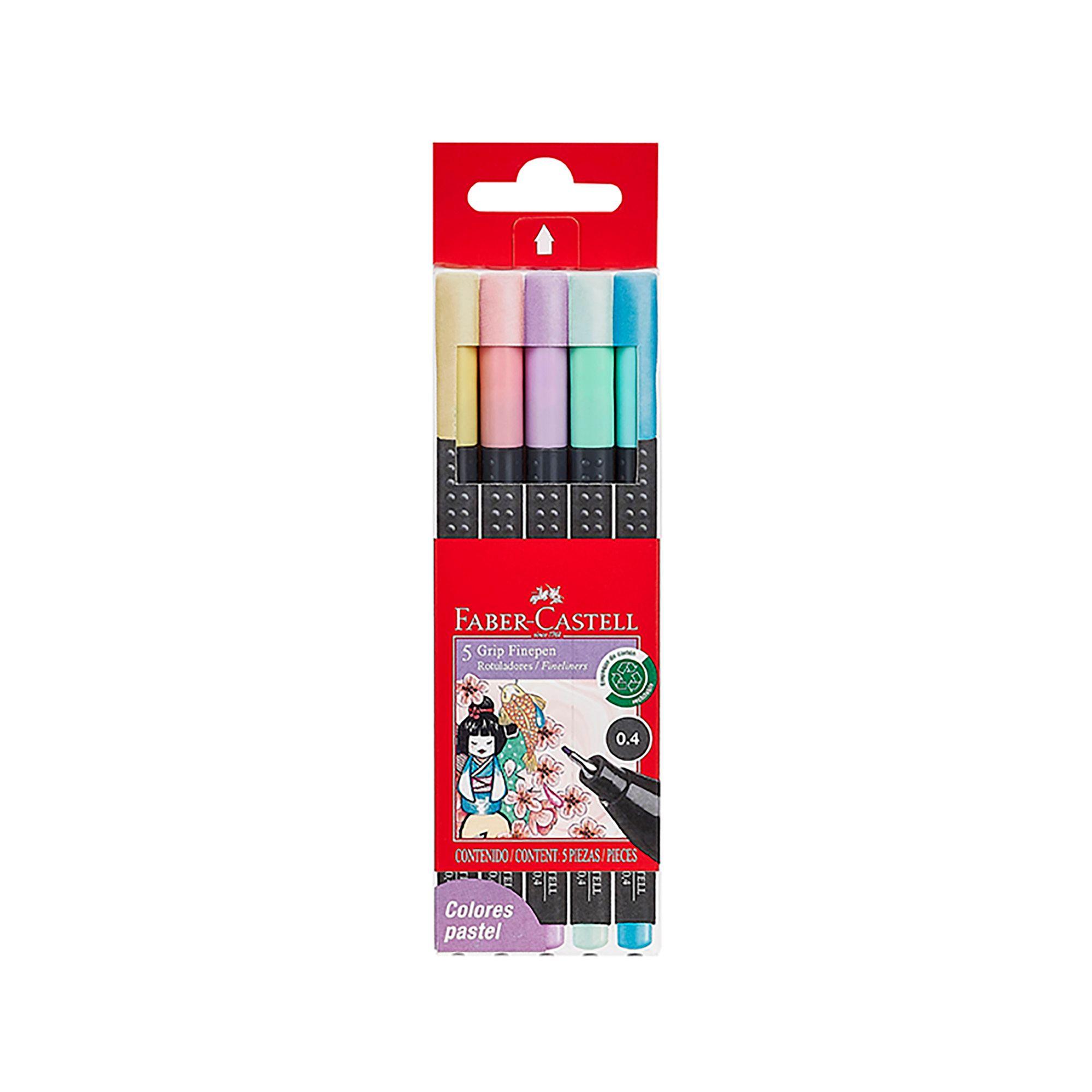 Marcadores Pastel Grip Finepen Faber-Castell x5 Colores-0