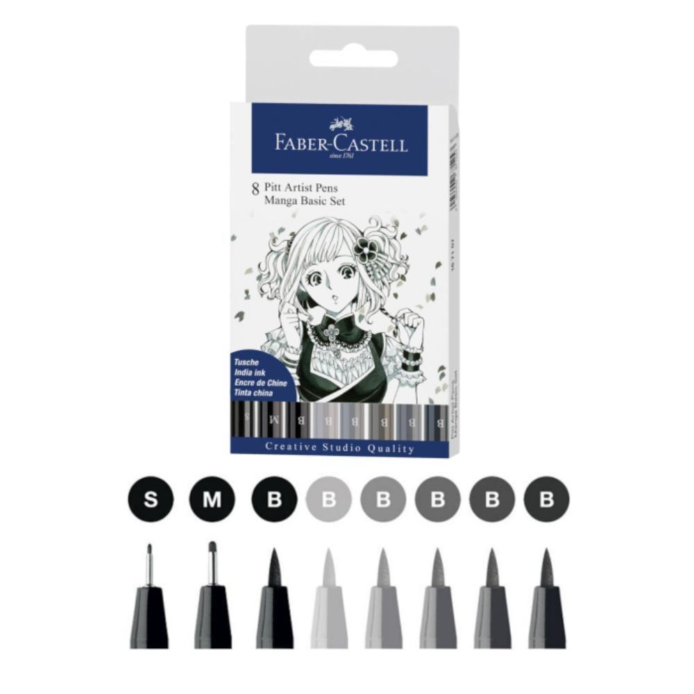 Rotuladores Pitt Artist Pen Manga Faber-Castell 8 Piezas-1