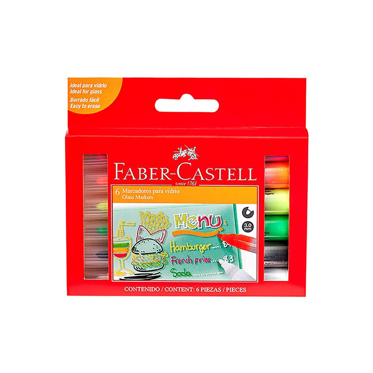Marcadores de Vidrio Faber-Castell Borrables x6 Colores-1
