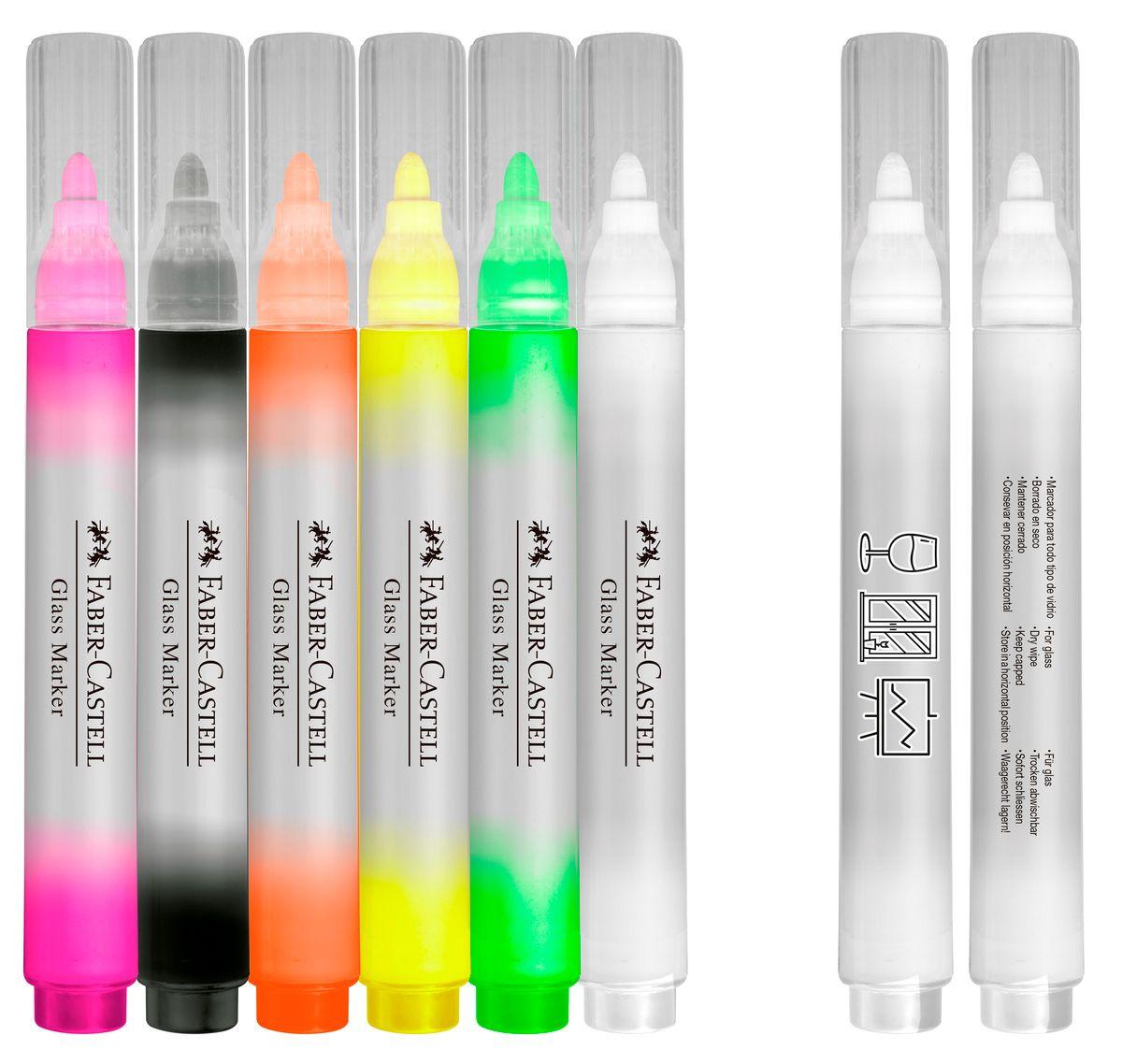 Marcadores de Vidrio Faber-Castell Borrables x6 Colores-2