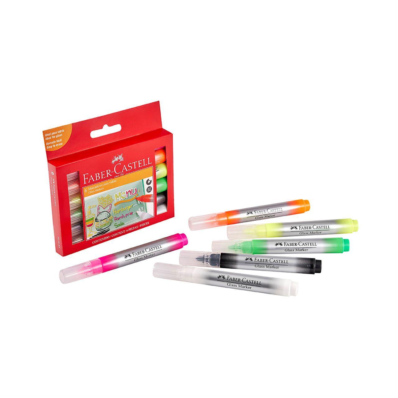 Marcadores de Vidrio Faber-Castell Borrables x6 Colores-6