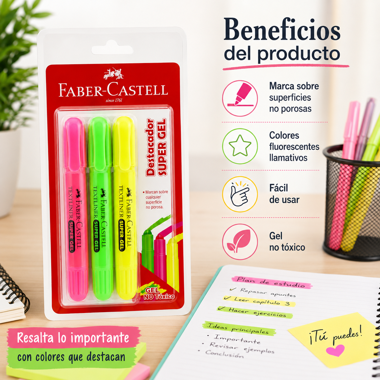 Destacadores Super Gel Faber-Castell x3 Colores-2