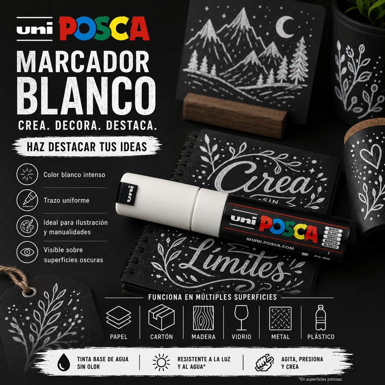 Marcador POSCA 8K Blanco-2