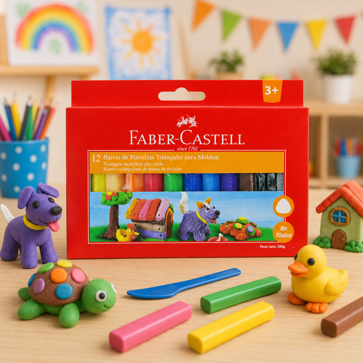 Plasticina Jumbo Faber-Castell x12 Colores-2