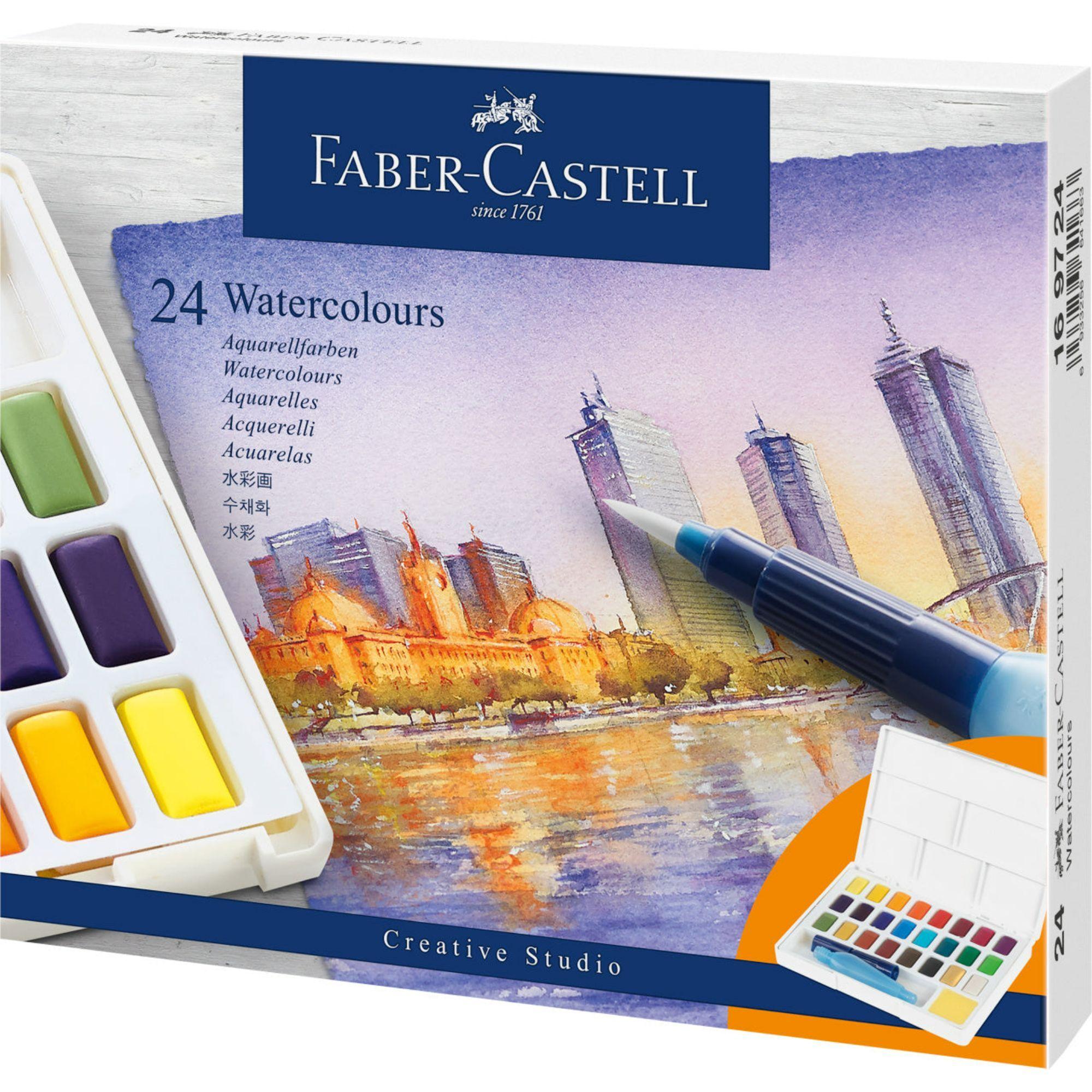 Acuarelas en pastillas Faber-Castell x24 colores-0