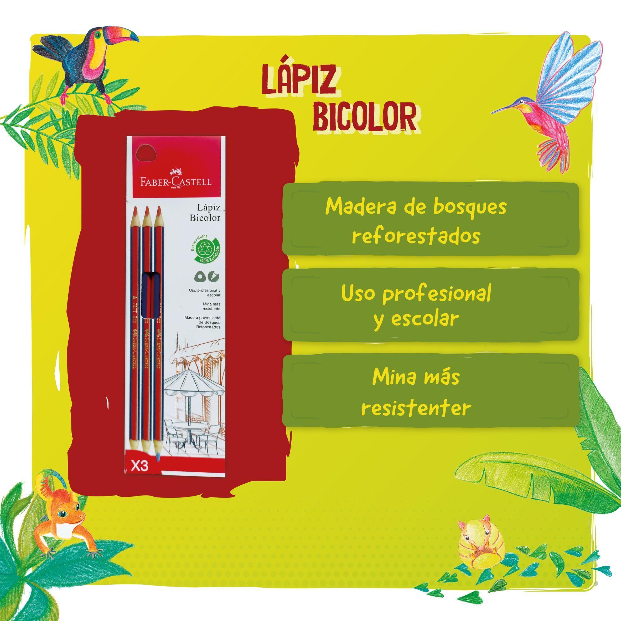 Ecolápiz Bicolor 737 tri azul/rojo Faber-Castell x3 BC-1